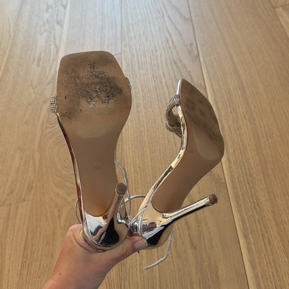 Steve Madden Silver Heels with Ankle Strap - Picture 3 of 3